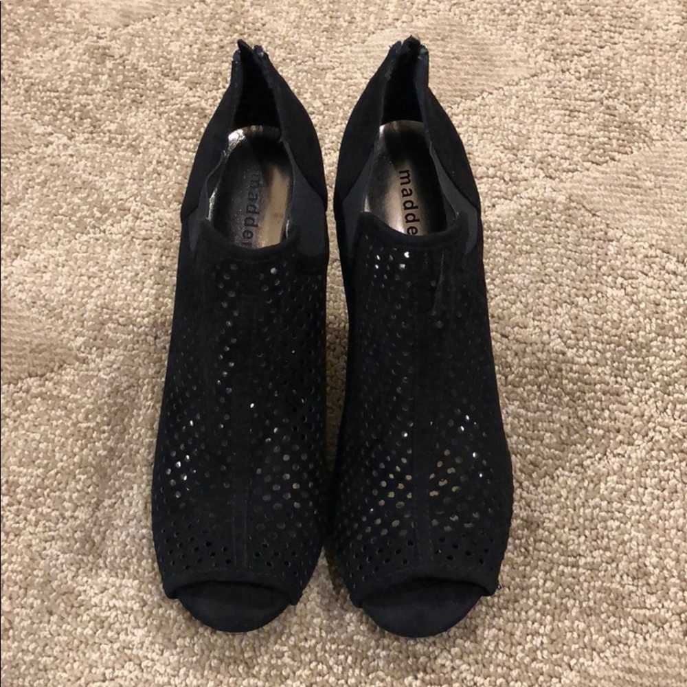 madden girl heeled open toe booties